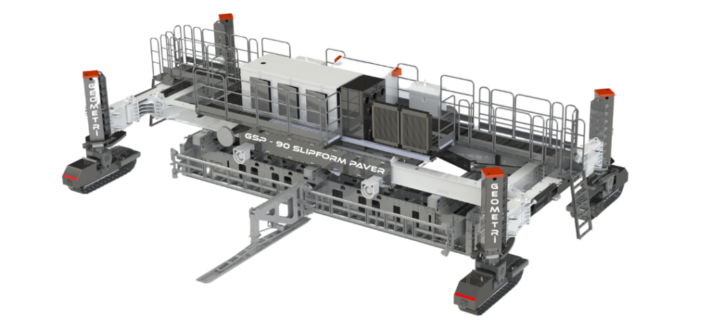 3D model of inset concrete slipform paver GSP 60, 80, 90 and 120 series for large-scale infrastructure paving
